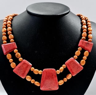 Jay King Sterling Red & Orange Coral Necklace Necklace weighs 81.5 Grams Measures 18": Necklace weighs 81.5 GramsMeasures 18"