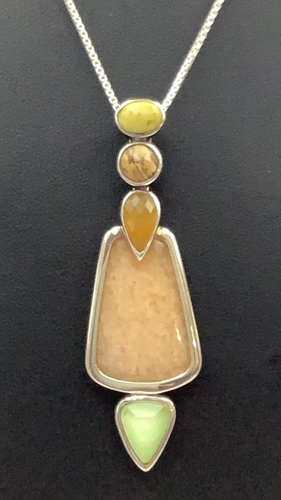 Whitney Kelly Multi Gemstone Pendant Necklace Necklace weighs 16 TGW Necklace is 32": Necklace weighs 16 TGW Necklace is 32"