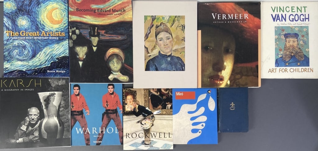 Artist Art Books Van Gogh, Warhol, Rockwell Ten artist based art books. Vincent Van Gogh Art for: Ten artist based art books.Vincent Van Gogh Art for Children, published by Doubleday & Co, circa 1980.Vermeer, published by Harry N Abrams Inc, 1988.World of Cezanne, published by Time Life Books, 196