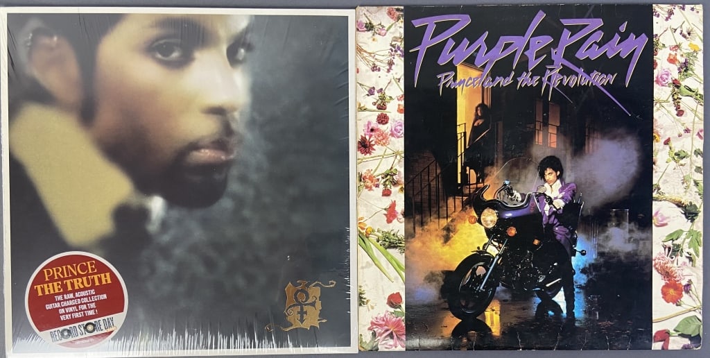 Prince Vinyl Albums Purple Rain & The Truth The Truth, Record Store Day 2021 edition, NPG Records: The Truth, Record Store Day 2021 edition, NPG Records 19075935401S1. Sealed, never opened or played.Purple Rain, Warner Brothers 1-25110, 1984. Includes paper sleeve, stains on sleeve.Vinyl sold untes