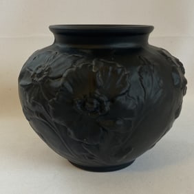 Tiffin Glass 1930's Black Satin Poppy Vase Glass vase by Tiffin from the 1930's. Glass has black