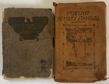 Two Vintage & Antique Books 1900 & 1929 Courtship of Miles Standish by Henry Wadsworth Longfellow,