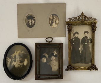 Antique Photographs Set of Four Four antique photographs, three appear to be of the same two women,