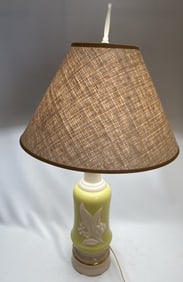 Lily of the Valley Alacite Aladdin Lamp Green and crème colored glass lamp from the 1940's with