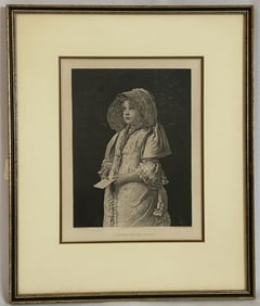 Photo Gravure Letter for the Squire 1887 Image of a young girl holding a letter, titled Letter for
