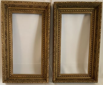 Antique Ornate Gild Gilt Frames Set of Two Two carved wood frames painted in gold gilt. Frames are