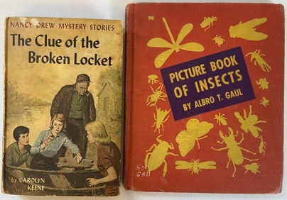Vintage Children's Books Nancy Drew & Insects The Cclue of the Broken Locket by Carolyn Keene,