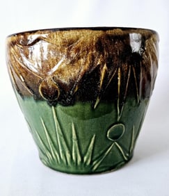 Vintage Robinson Ransbottom Sun & Moon Jardiniere Pot measures 7"
