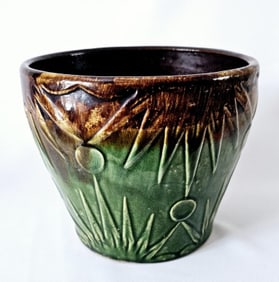 Vintage Robinson Ransbottom Sun & Moon Jardiniere Pot measures 7"