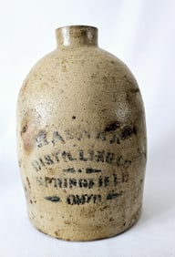 Antique Salt Glaze Stoneware Jug Branded Jug measures 10" tall. Condition consistent with its age.