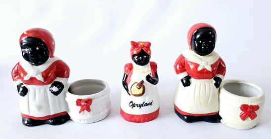 Black Americana Toothpick Holders Paint loss. See pictures.