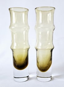 Vintage Pair of Two Aseda Bamboo Bud Vases No chips or cracks noted.