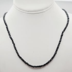 Sterling Silver Faceted Black Spinel Necklace Necklace Measures 20"  Necklace Weighs 13.7 Grams