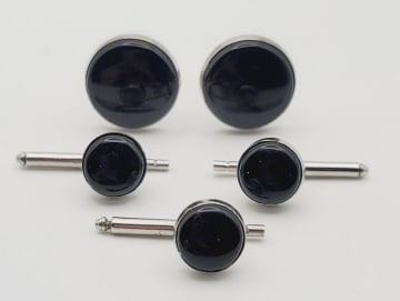 Alex Rice Silver Tone Black Tuxedo Cufflinks Alex Rice Silver Tone Black Tuxedo Cufflinks