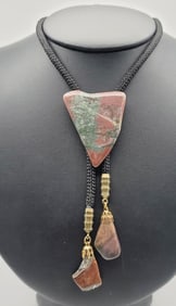 Vintage Gold Tone Jasper Bolo Tie Tie Measures 17"
