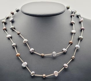 Marie DeMasi Sterling Silver Pearl Necklace Necklace Measures 34"  Necklace Weighs 21.3 Grams