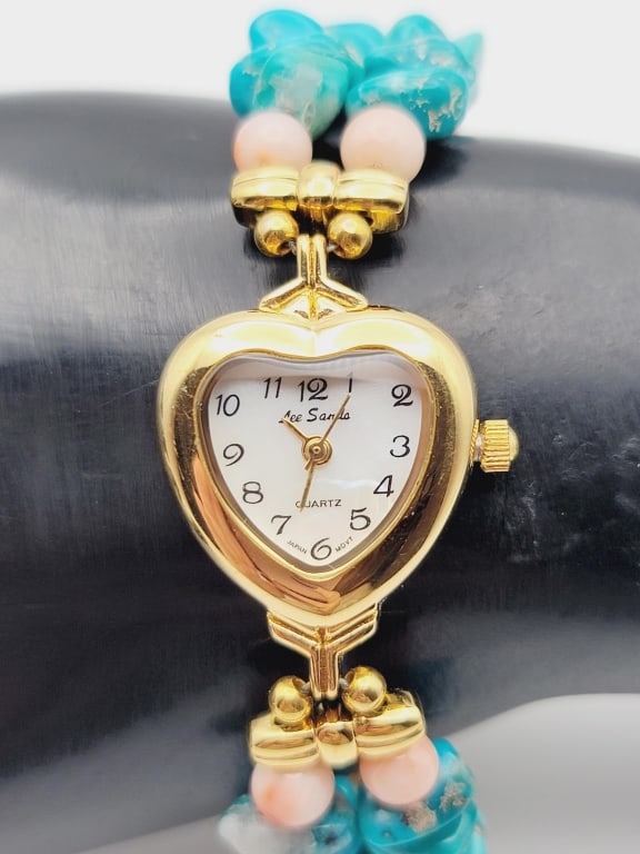 Lee Sands Gold Tone Turquoise Watch Watch Measures 7.5" Watch is Not Tested: Watch Measures 7.5" Watch is Not Tested