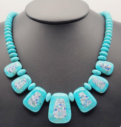 Jay King Sterling Turquoise Opal Inlay Necklace Necklace Measures 19" Necklace Weighs 63.5 Grams: Necklace Measures 19" Necklace Weighs 63.5 Grams