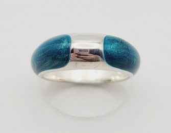 Milor Sterling Silver Teal Enamel Ring Italy Ring Weighs 6.7 Grams  Size 8