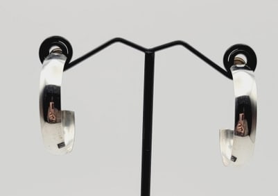 Vintage Sterling Silver Hoop Earrings Earrings Weigh 3.7 Grams  Metal Not Stamped