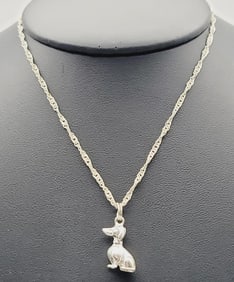 Vintage Sterling Silver Dachshund Necklace Necklace Measures 18"  Necklace Weighs 6.2 Grams