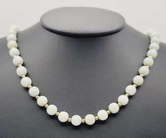 14K Gold Filled Clasp Jadeite Necklace Necklace Measures 20"  Necklace Weighs 57.5 Grams