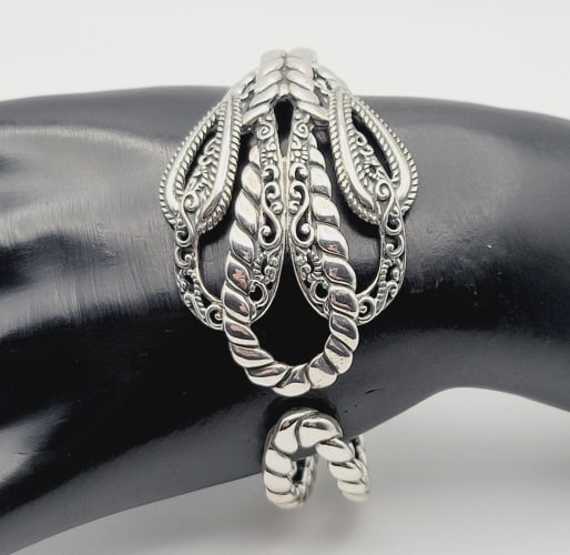 Carolyn Pollack Sterling Silver Filigree Bracelet Bracelet Measures 5"  Bracelet Weighs 39.1 Grams (1 of 7)