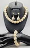 Vintage Pikake Carved Bone Jewelry Set Hawaii Necklace Measures 16"