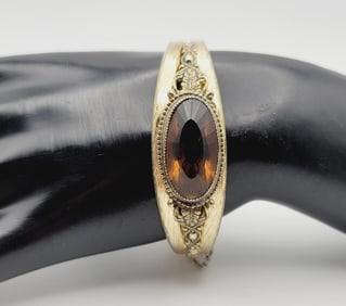 Whiting and Davis Topaz Rhinestone Bracelet Bracelet Measures 5" Bracelet is gold tone.