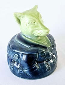 Antique Majolica Fox Lidded Container Germany Good condition. No chips or cracks.