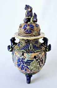 Antique Japanese Satsuma Lidded Jar Condition consistent with its age.