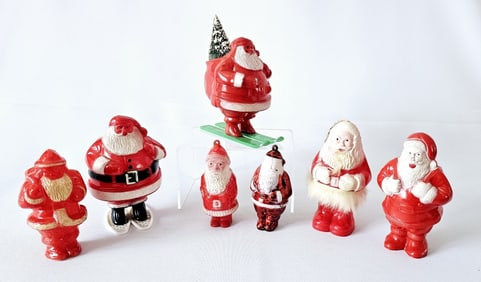 Vintage Christmas Plastic Santa Collection Condition consistent with its age. Reference photos.