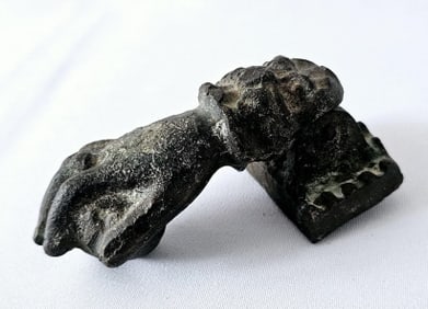 Antique Victorian Cast Iron Hand Door Knocker Condition consistent with its age. Reference photos.