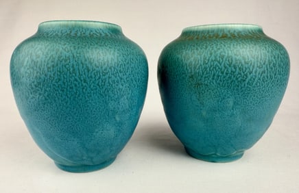 Pair Rookwood Vase 6459 Blue No cracks or chips. 4 inches tall