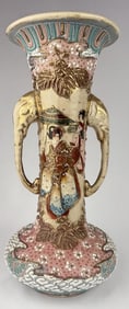 Antique Moriage Vase Geishas 12 inches tall. No cracks or chips. Crazing present.