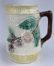 Antique Majolica Pitcher 5 inches tall. No cracks or chips.