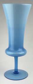 Vintage Blue Opaline Fluted Glass Vase Approximately 13 inches tall. No cracks or chips.