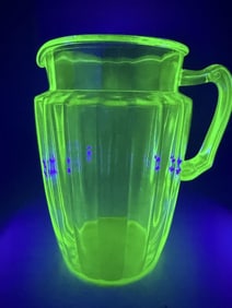 Uranium Glass Large Pitcher 8.5 inches tall. 5 inches wide opening.  No cracks or chips.