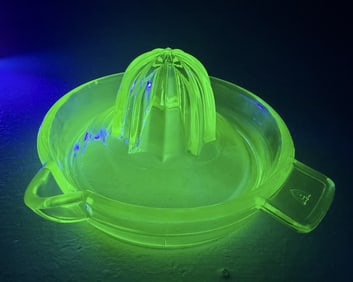 Uranium Glass Fireking Citris Juicer No chips or cracks. Approximately 6 inches wide.