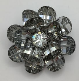 Vendome Pagoda Glass Silver Tone Rhinestone Brooch Pin