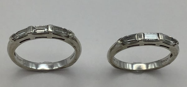 Pair ADI 925 Sterling Cubic Zirconia CZ Rings 6.7 TGW for both rings. Both are size 9.