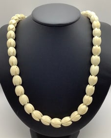 Pikake Carved Bone Hawaiian Wedding Necklace Necklace measures 26"