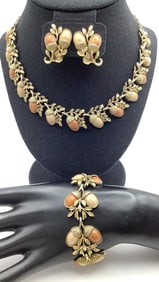 Vintage Coro Acorn For Knotts Berry Farm Necklace Bracelet & Earrings Set  Necklace measures 14"