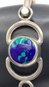 Sterling Azurite Hinged Bangle Bracelet Mexico Bracelet weighs 27.9 TGW
