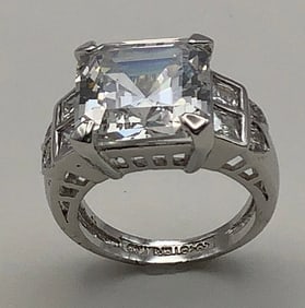 Sterling Cushion Cut CZ Cocktail Ring Size 6 Ring weighs 8.6 TGW