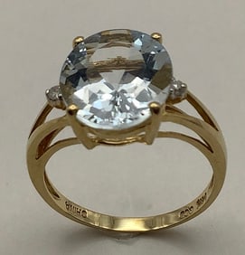QCD 14K Yellow Gold Aquamarine Ring Size 6 Ring weighs 2.4 TGW QCD = Quality Color Design NY, NY