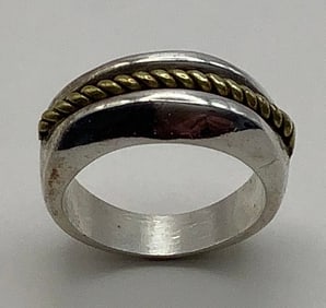 925 Sterling & Twisted Copper Accent Ring Size 8 Ring weighs 10.8 TGW