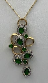 10K Yellow Gold Lab Created Emerald Necklace Necklace weighs 5.0 TGW  Necklace measures 18"