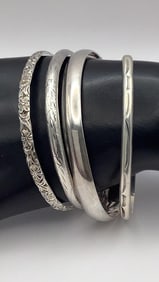 Lot of Four 925 Sterling Bracelets Bangles 48.9 TGW for all 4