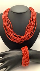 Jay King DTR Multi-Strand Red Coral Necklace Set Necklace is 18"